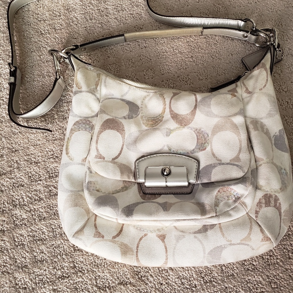 Coach Distressed look canvas and sequin handbag